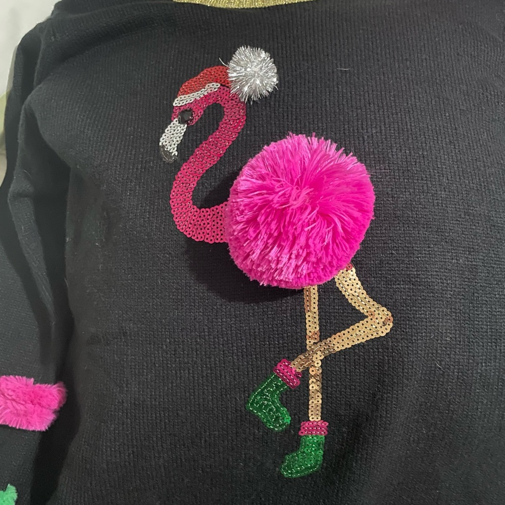 Women’s Flamingo Christmas Sweater Sz XXL - Picture 7 of 12
